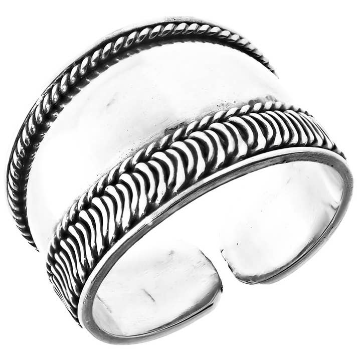 anillo de plata de ley 925 hecho a mano en Bali con filigrana de granulación, talla 8.5 US para venta al por mayor de FifiRose