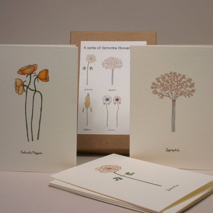 Beth Mueller - Wholesale Everyday Greeting Card - Flowers, Set 7 Boxed Greeting Cards