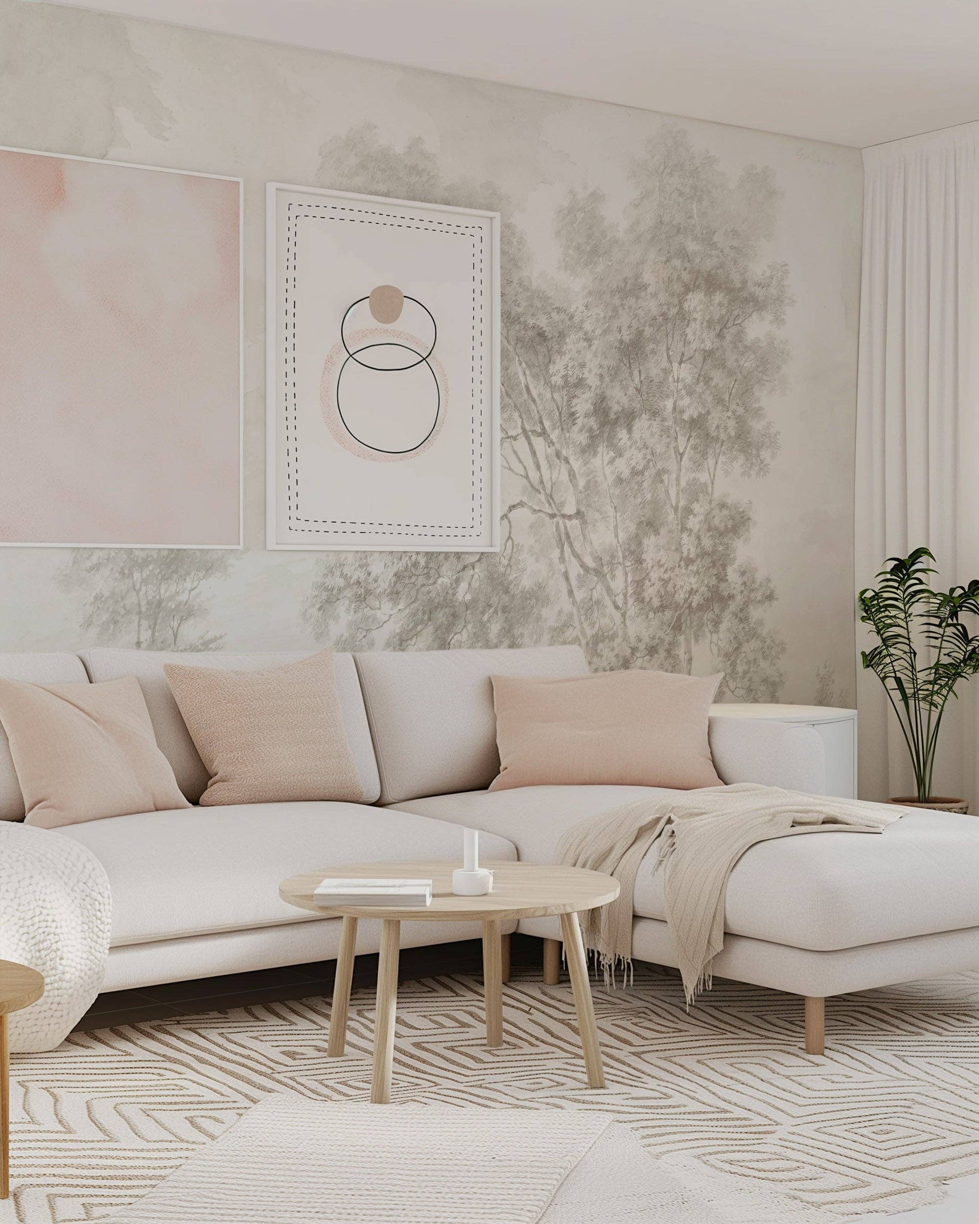 Wallpapers4Beginners – Engroshandel Tapetrulle – Tapet med landskab i creme og sepia6