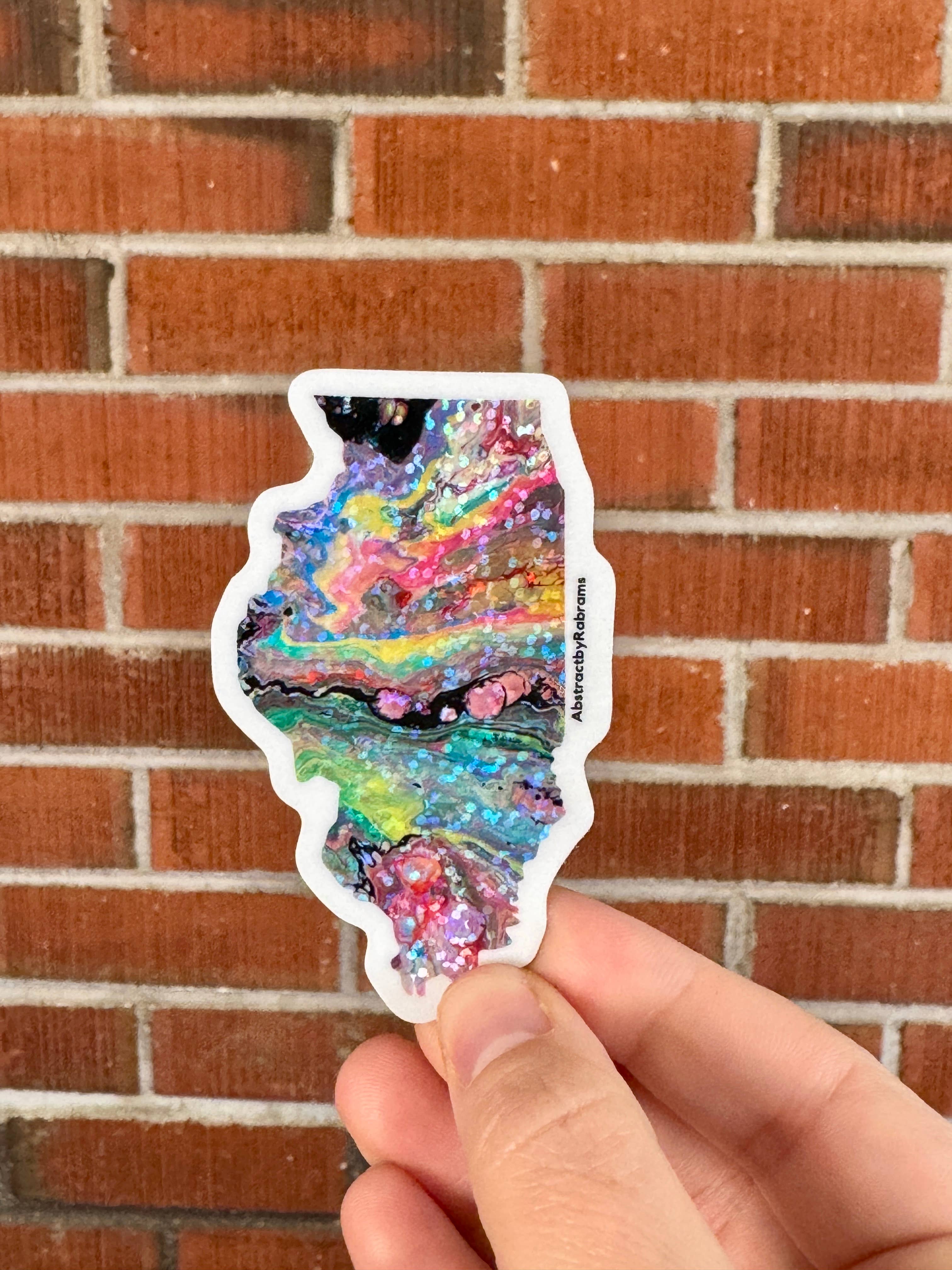 AbstractbyRabrams - Wholesale Sticker - Illinois State Vinyl Sticker - LGBTQ - Rainbow - Trans7