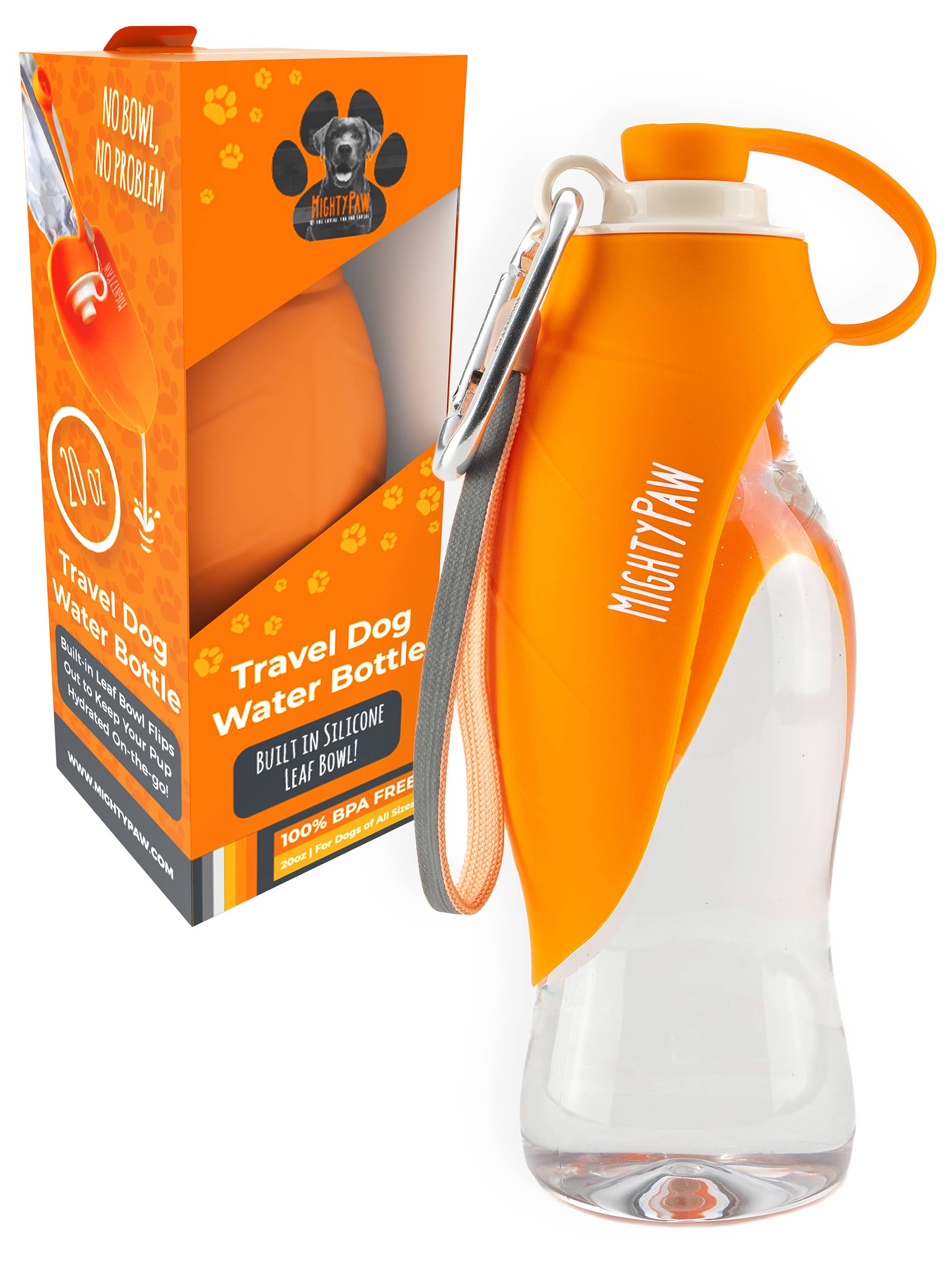 Color Naranja United Pets Leaf Silicona Dispensador de Agua de Viaje 