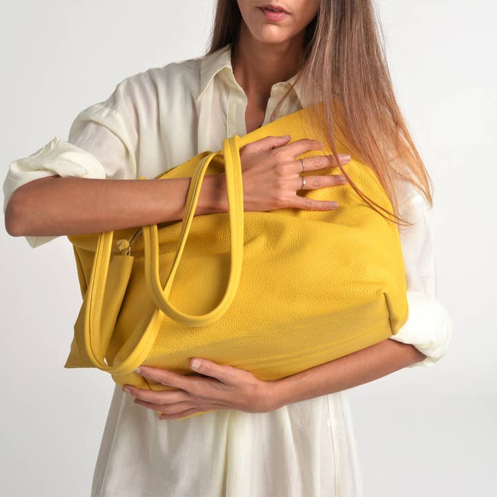 ANA KOUTSI - Wholesale Tote Bag - Women's - Althaia large leather tote in yellow1