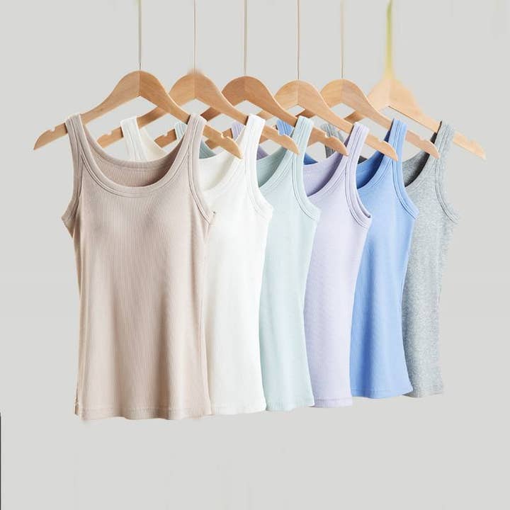 Rosa Clothing - Wholesale Tank Top - Women's - Essential basic rib tank top with built in bra in 13 colors