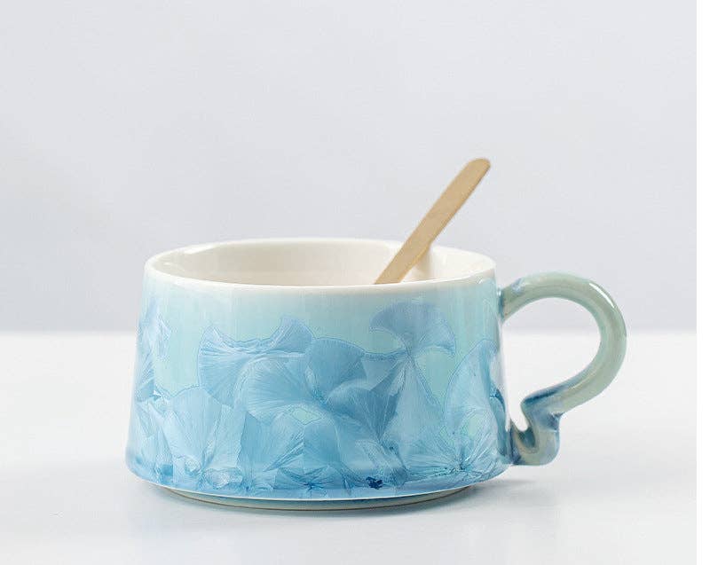 Gohobi （We cover U.S. import duties） – Großhandel Tee-/Kaffeetasse – Gohobi Kristallglasierte Kaffeetasse mit Untertasse 0131