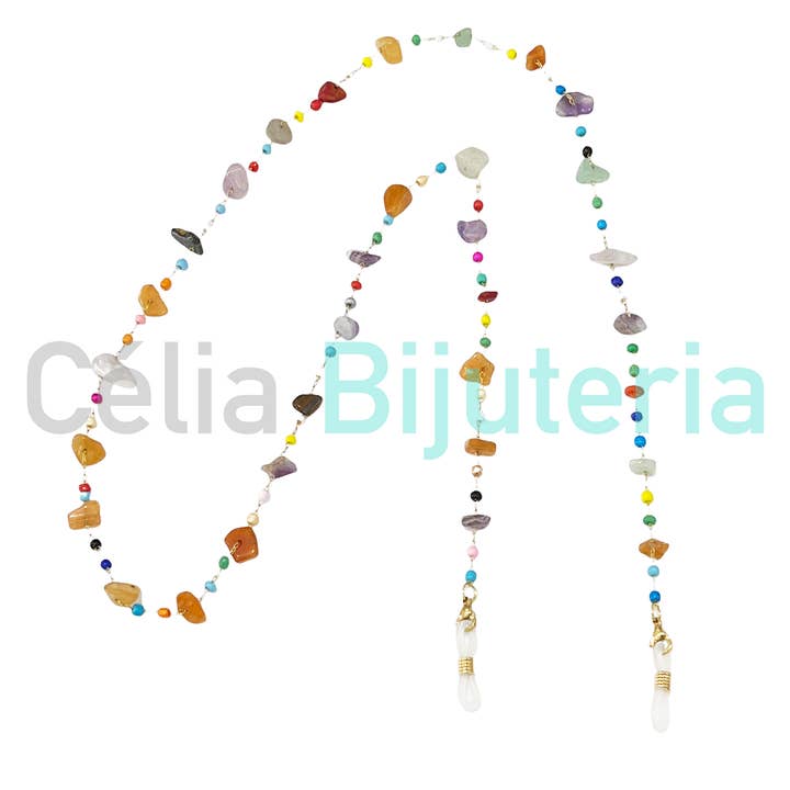 Celli Biju - Wholesale Sunglasses/Eyeglasses Strap - Women's - Steel Glasses/Masks Chains with Natural Stones and Beads2