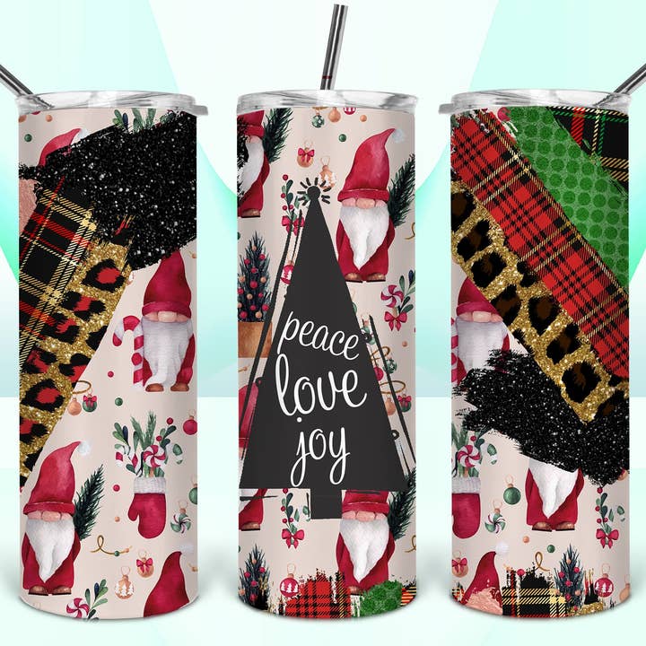 Peace Love Joy 20 oz Straight Tumbler Transfer for engroshandel hos Rustic Pineapple