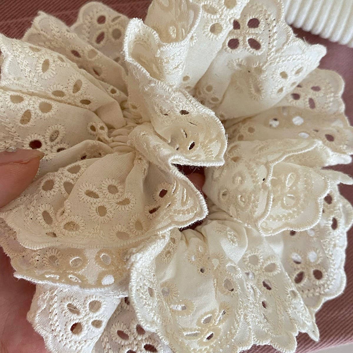 ACCITY - Wholesale Scrunchie - Women's - BIG LACE HOLLOW HAIR TIE SCRUNCHIES_CWAHA04363