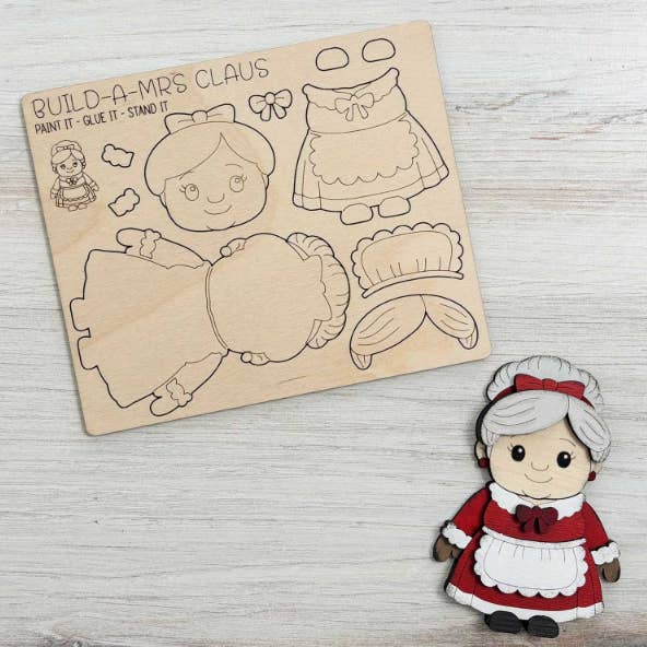 Build a Mrs. Claus Magnet CHRISTMAS CRAFT KIT  for wholesale by Reclaimed Woodworks Home Decor