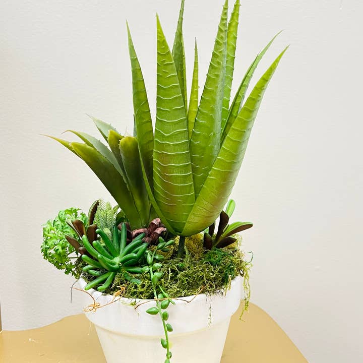 Angel Isabella – wholesale Konstgjord växt – 14" konstgjord faux Aloe Vera suckulentstam2