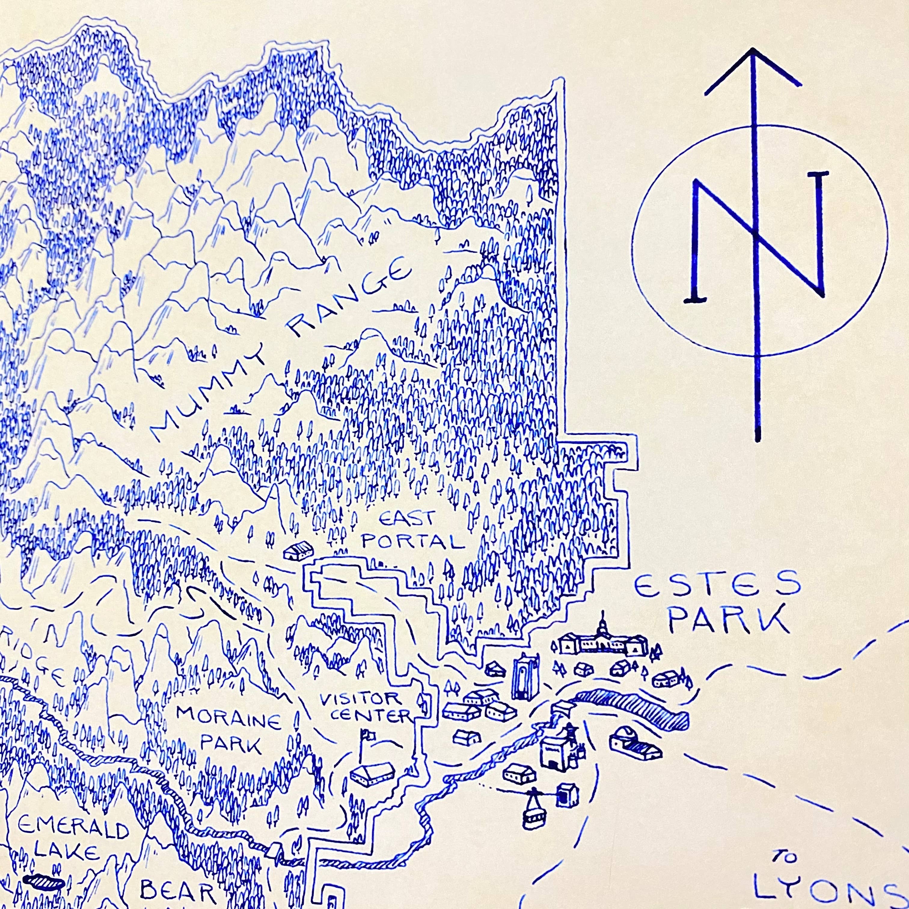 Cryptocartography - Wholesale Art Print - Rocky Mountain National Park Hand-Drawn Map Print3