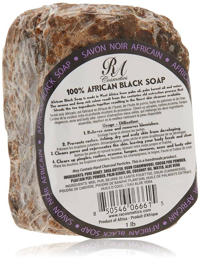 RA Cosmetics - Wholesale Bar Soap - African Black Soap Bar, Unscented - 1lb