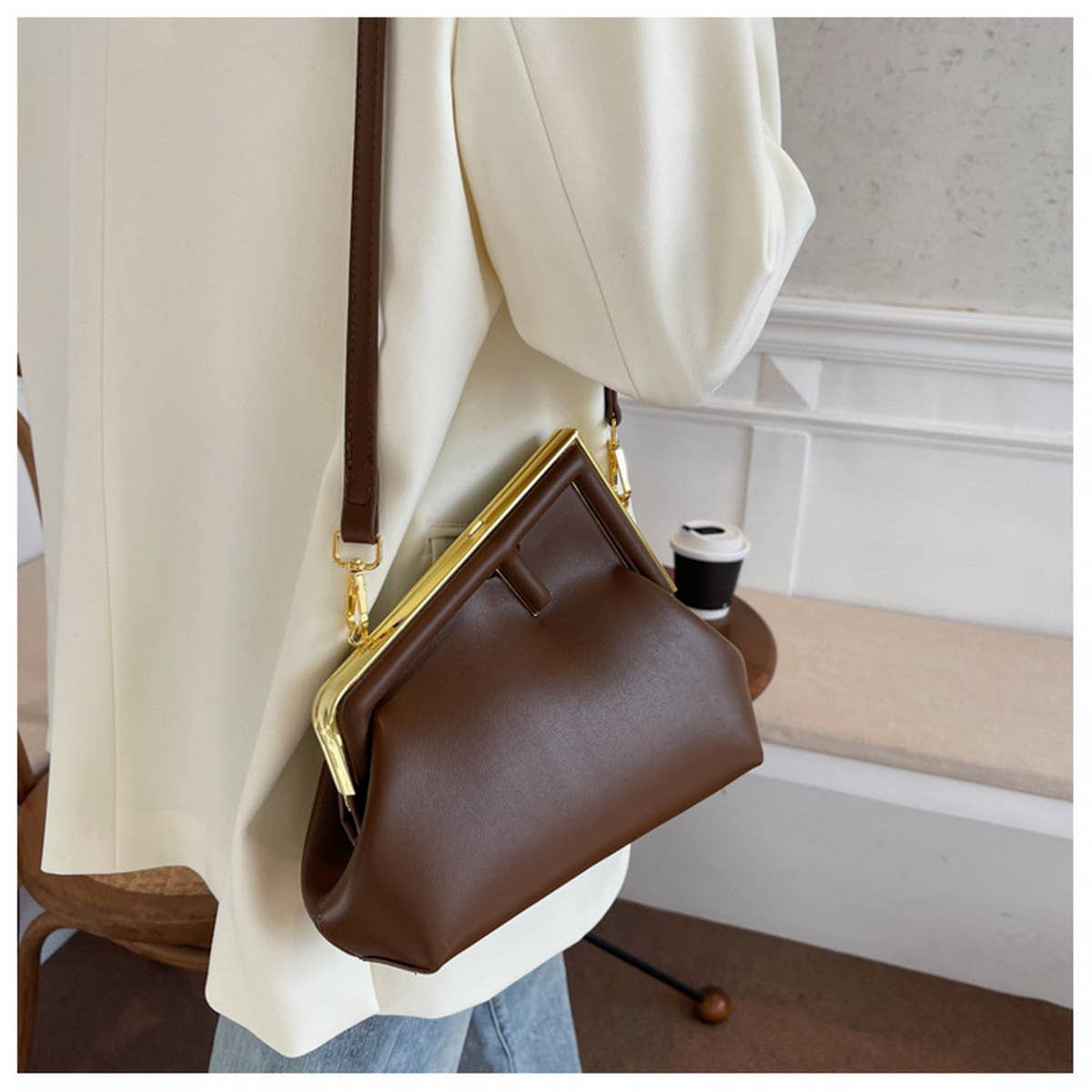 ACCITY - Wholesale Shoulder Bag - Women's - RETRO SIMPLE METAL CLIP SHOULDER BAG_CWAB159818