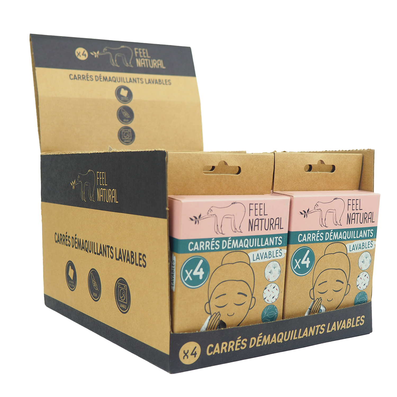 FRENCH TENDANCE - Wholesale Makeup Remover - Set of 4 washable makeup remover squares3