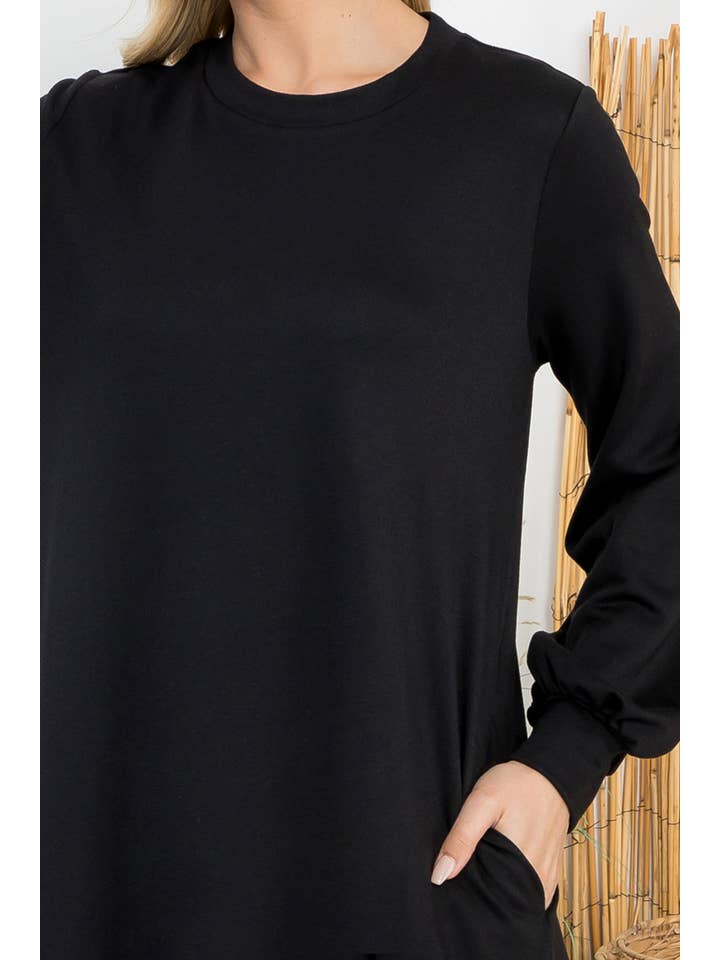 You & Me - Wholesale Dress - Women's - SALE!!! YMD10062XV-PLUS SIZE PUFF SLEEVE FRENCH TERRY DRESS7