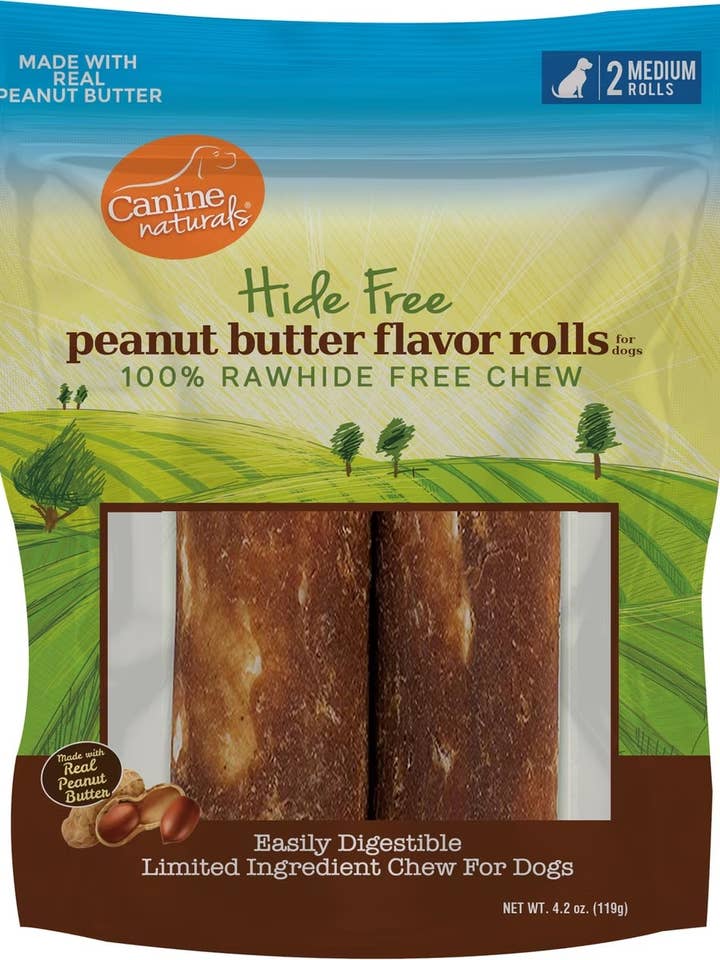 Peanut Butter Medium 4" Roll - 2 Count for wholesale by Canine Naturals