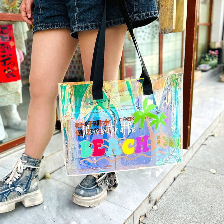Little Trendy - Wholesale Tote Bag - Women's - Laser PVC transparent jelly bag beach waterproof bag