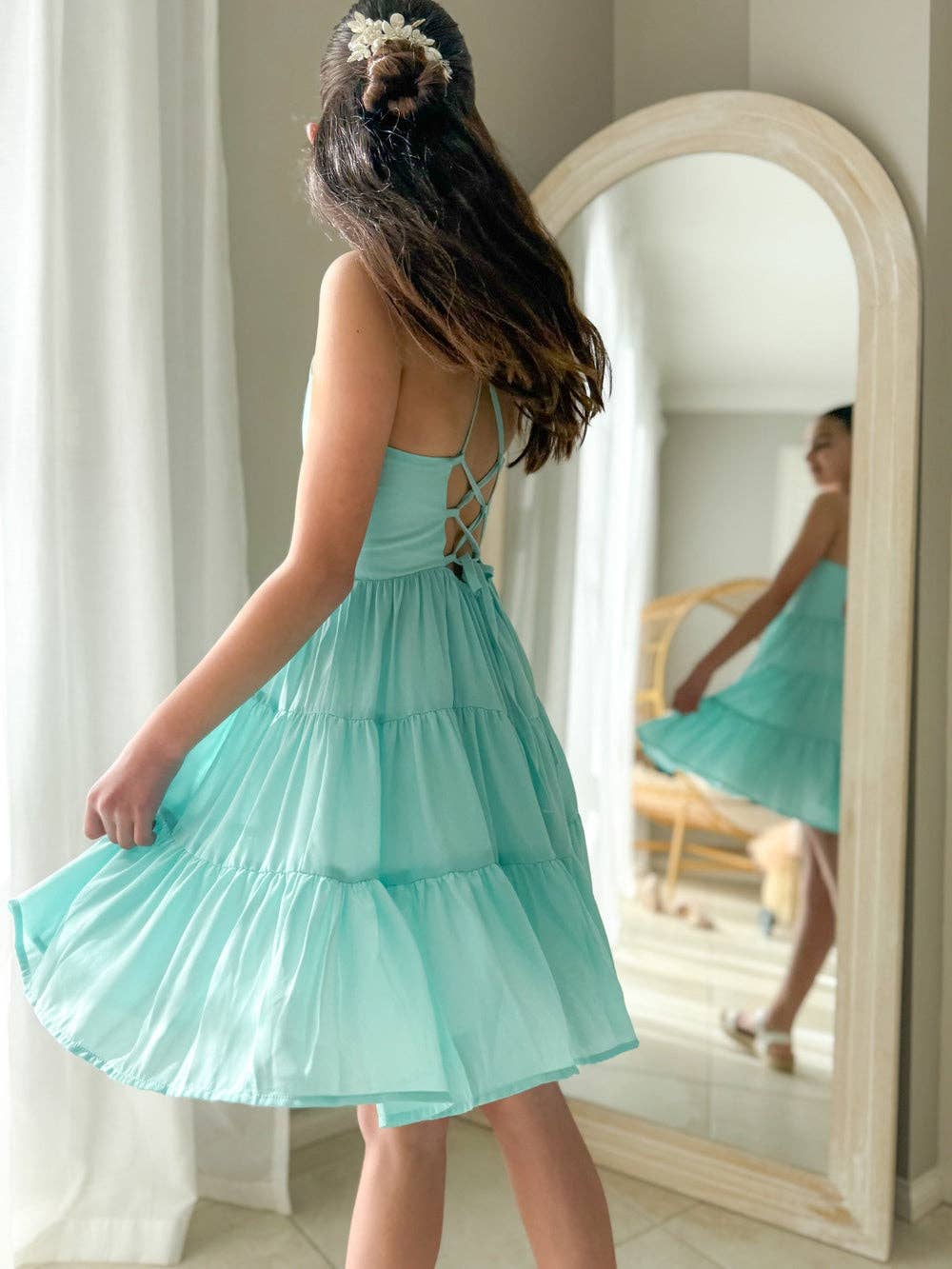 A Little Lacey - Vente Robe – enfant - Robe Fille Phoebe Chiffon - Turquoise5