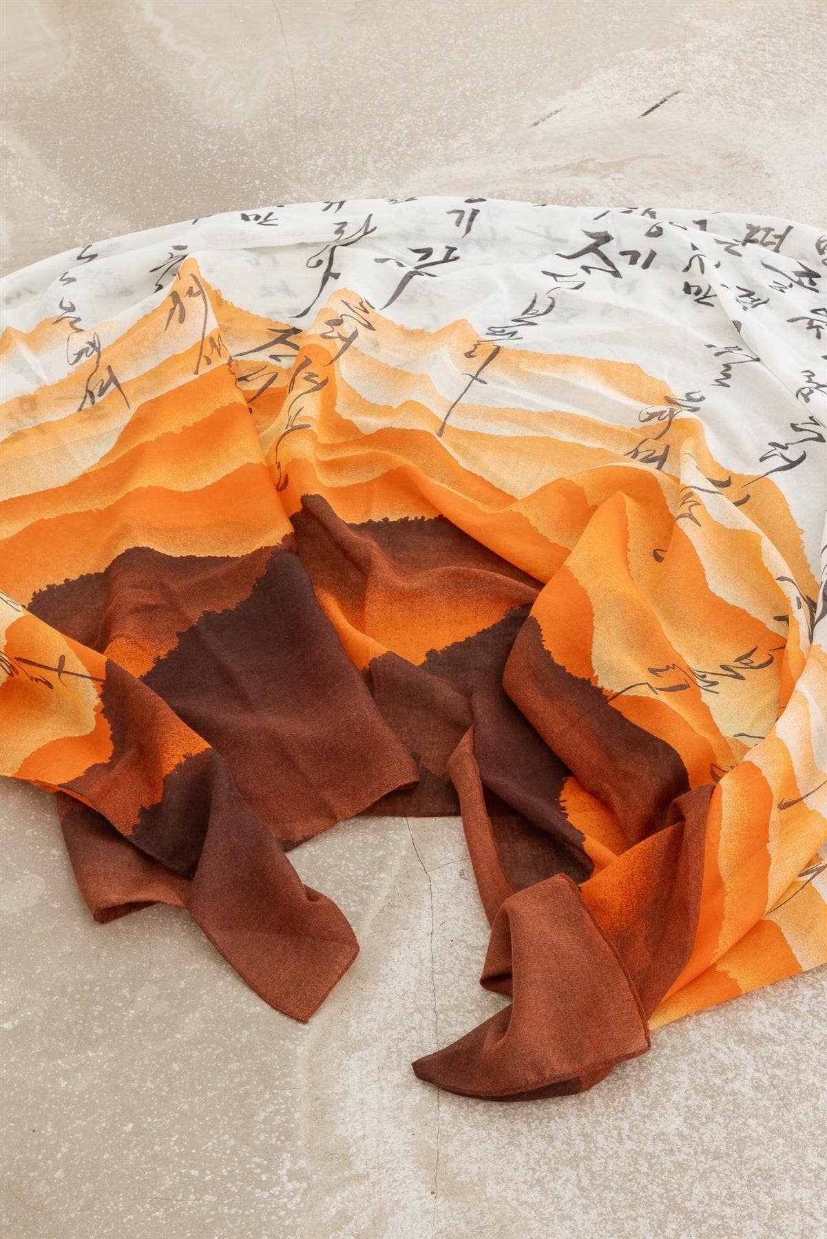 Orange Hangul Stylish Design Korean Languages Scarf for wholesale on Faire6