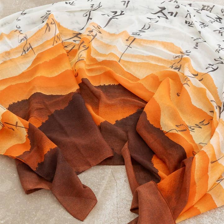 Orange Hangul Stylish Design Korean Languages Scarf for wholesale on Faire6