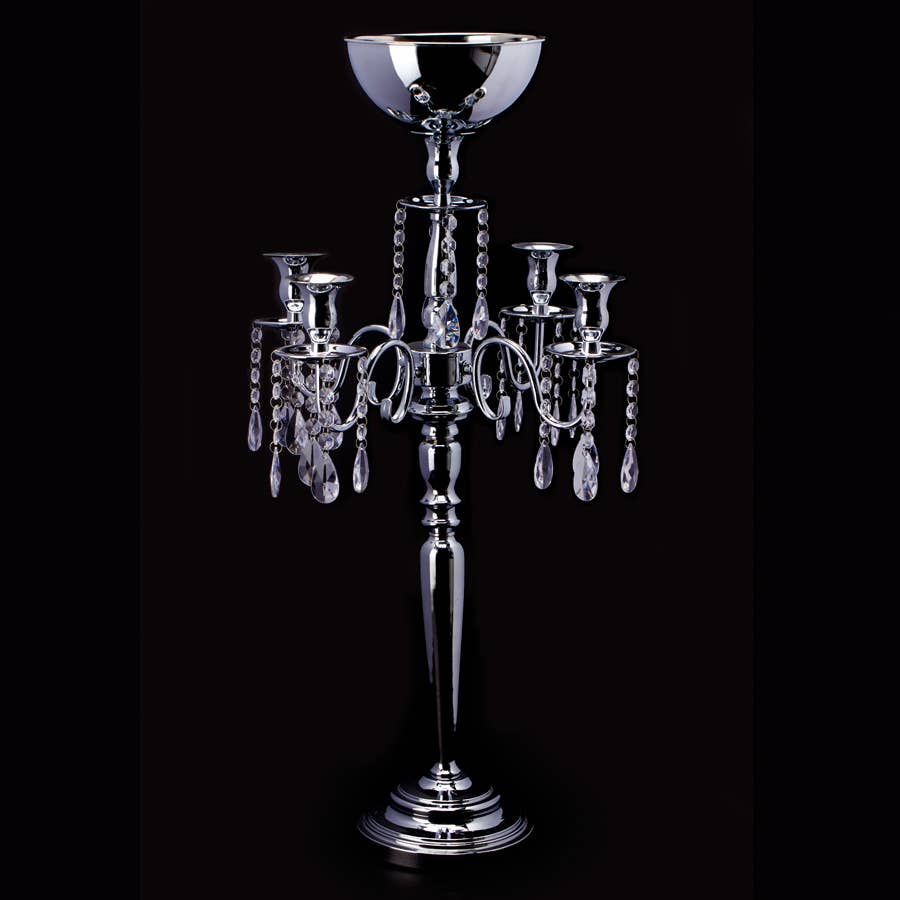 Classic Floral Candelabra 33" - Silver for wholesale on Faire5