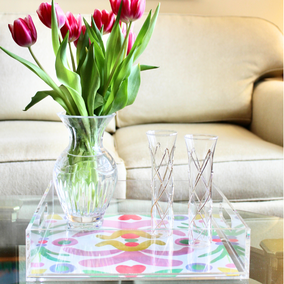 Jeanne Player Fine Art - Wholesale Serving Tray - Palm Beach Acrylic Tray, 12 x 12 Serving Tray Colorful3