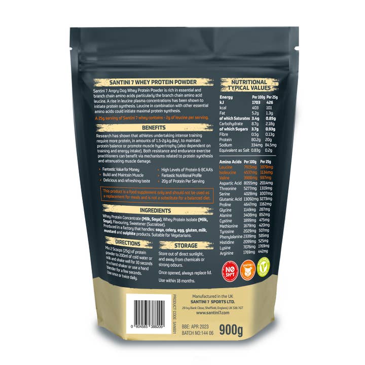 Santini 7®️Sports – wholesale Protein/superfood powder – Angry Dog Whey Protein Vanilla1