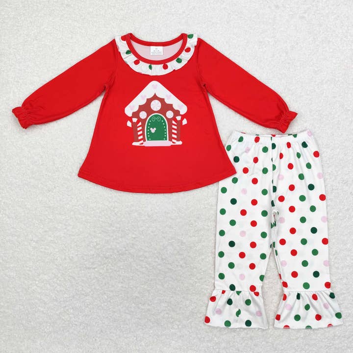 Aier Wholesale - Wholesale Top & Pant Set - Kids - Sibling Baby Girls Santa Snowman Green Face Tunic Pants Christmas Clothes Sets1