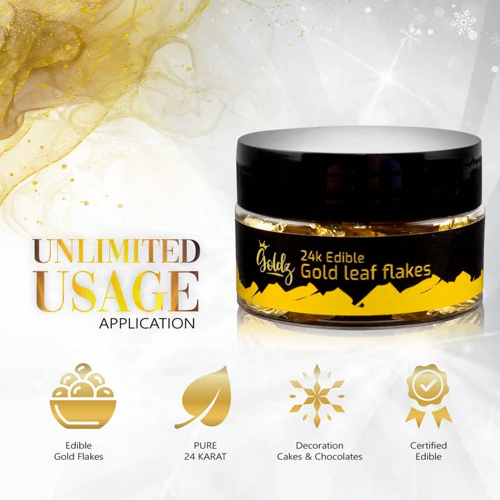 goldz - Wholesale Cake Decorating Kit - goldz Edible Gold Flakes 50mg