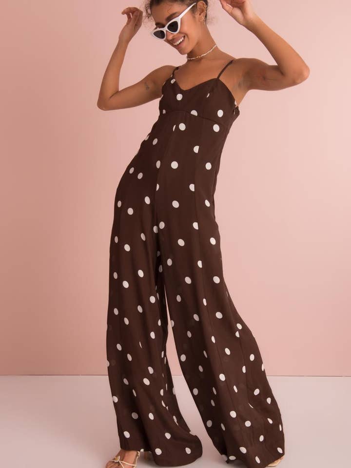 BSL – wholesale Jumpsuit - Dam – Brun öppen rygg fastspänd jumpsuit