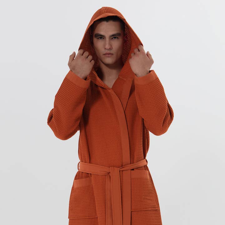 SEYANTE - Wholesale Robe - Men's - Men's Hooded Turkish Cotton Waffle Robe10