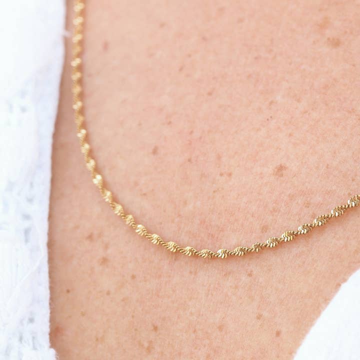 WJW - Wholesale Link & Chain Necklace - Stainless Steel Gold Singapore Dainty Chain Necklace