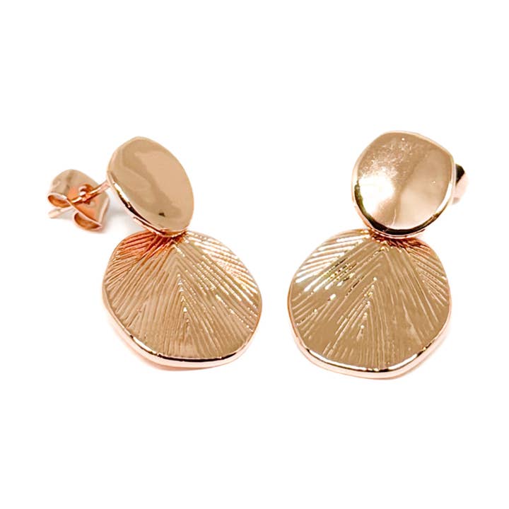 Ainsley Disc Earrings - Rose Gold for wholesale by Clementine Jewellery