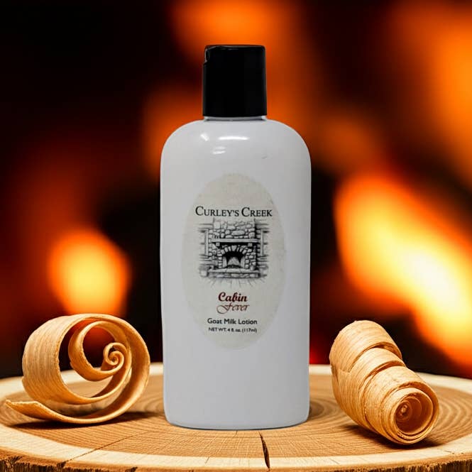 🌲 Cabin Fever | Goat Milk Lotion | Handmade Natural Skincare | Smoky Woods & Amber | Curley’s Creek for wholesale by Curley's Creek