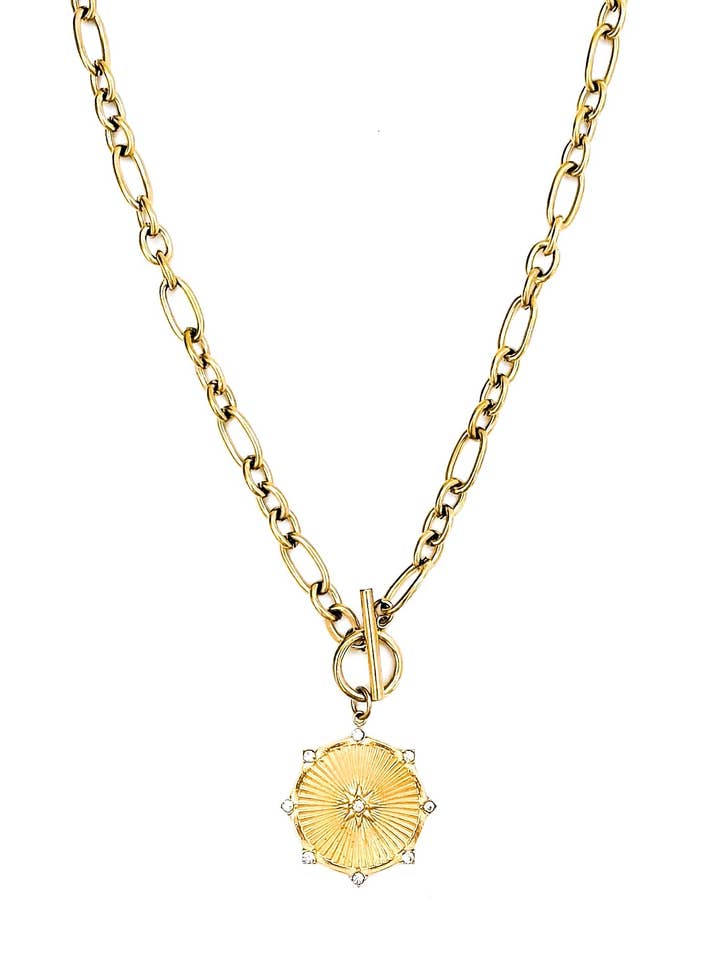 Raylee Toggle Starburst Coin Necklace for wholesale by BELJOY