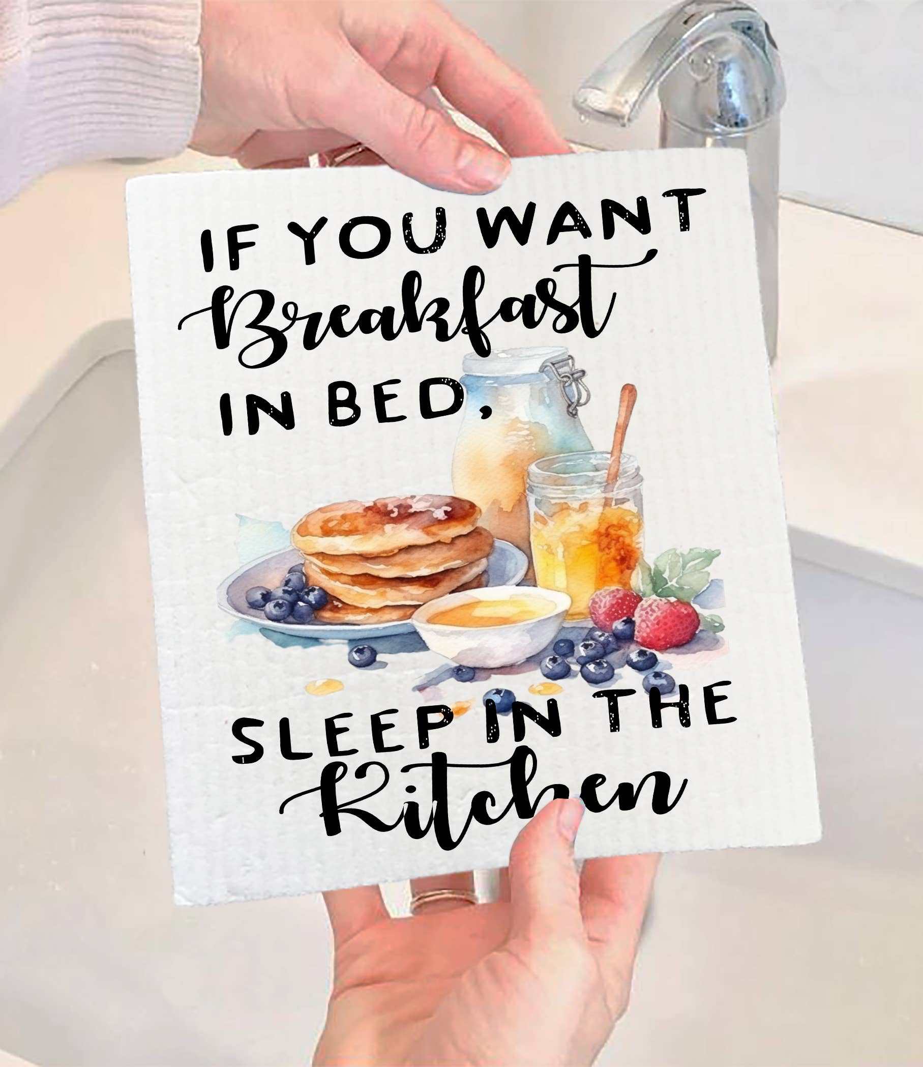 Avery Lane Gifts - Vente Torchon - TORCHON SUÉDOIS « Breakfast In Bed » Sleep in Kitchen0