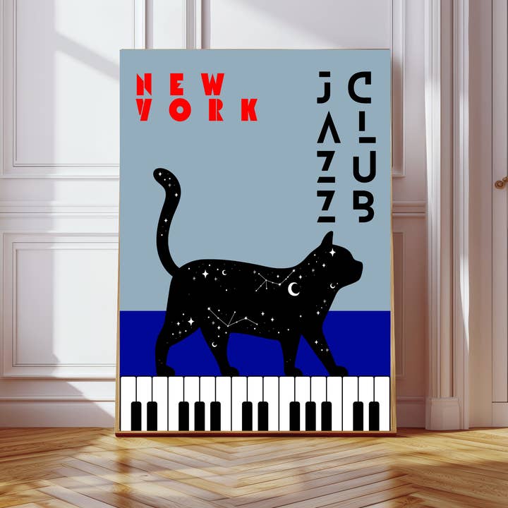 Jazzfestival New York Kat Musik Kunsttryk for engroshandel hos Kumo Art Prints