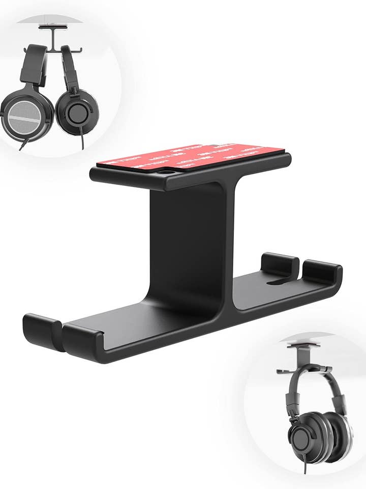 Blucoil Aluminum Under-Desk Headphone Hanger with 11-22 LB Weight Capacity (New) for wholesale by TradePort