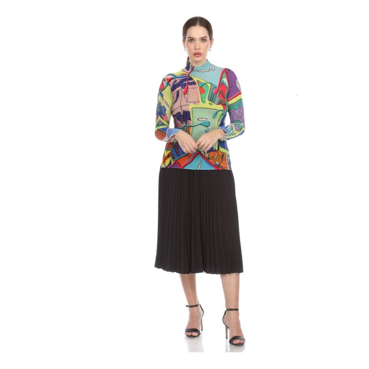 Höghalsad våffelmönstrad topp för wholesale av Veeca