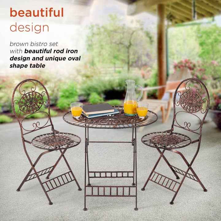 Alpine Corporation - Wholesale Patio Set - Alpine Corporation Vintage Bronze Metal Oval Bistro Set