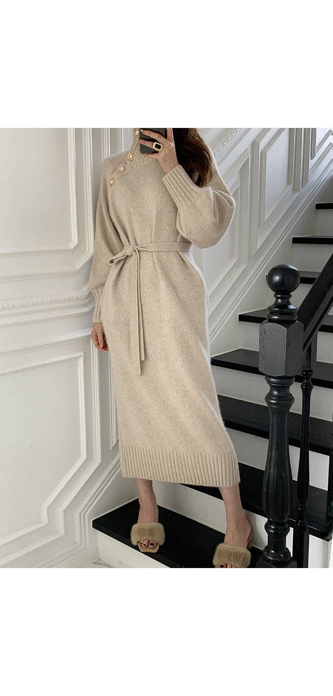 Marayn - Wholesale Dress - Women's - KoreanJapanese Knit Dress Chic Slimming and Versatile8