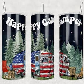 Happy Camper Night 20oz Sublimation Tumbler for wholesale by Twisted T Creations