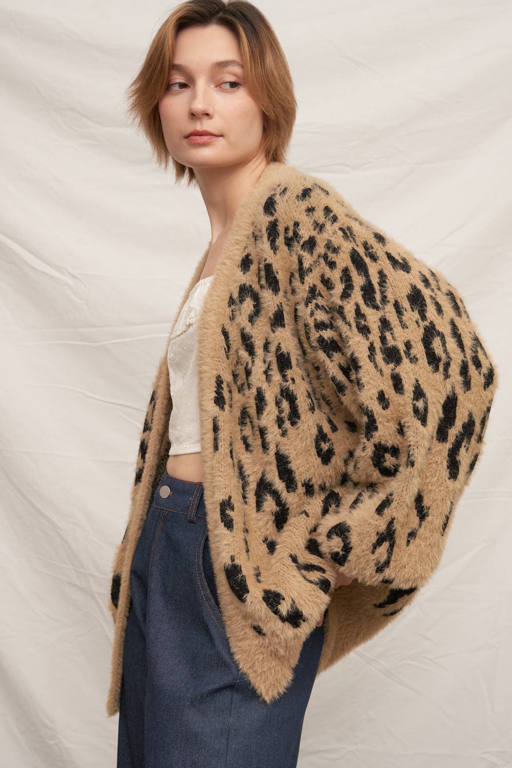 BROWN BLACK Soft Leopard Sweater Cardigan for wholesale on Faire