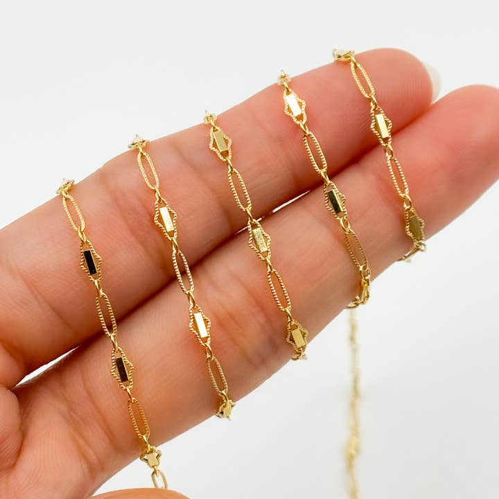 901BGF. Cadena de Eslabones Ovalados Retorcidos de Fantasía Rellenos de Oro de 14k para venta al por mayor de Jewels & Chains