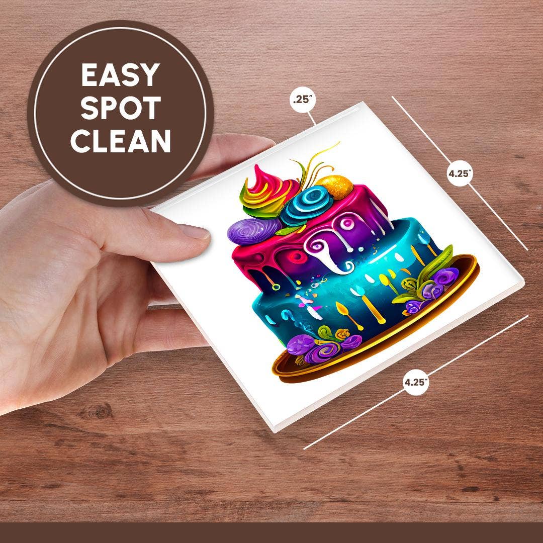 3dRose - Wholesale Coasters - 3dRose, Colorful and Fun Two Layer Cake Illustration, Coaster6