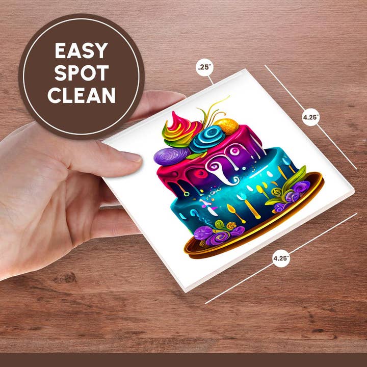 3dRose - Wholesale Coasters - 3dRose, Colorful and Fun Two Layer Cake Illustration, Coaster6