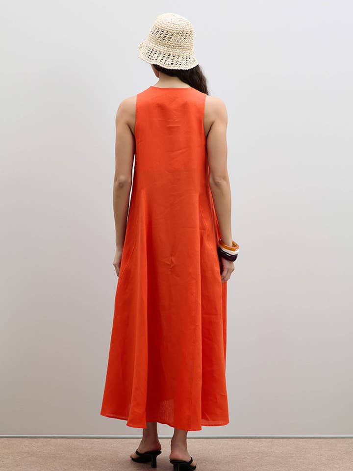 Robe midi plissée 100 % lin pour la vente par Serianno