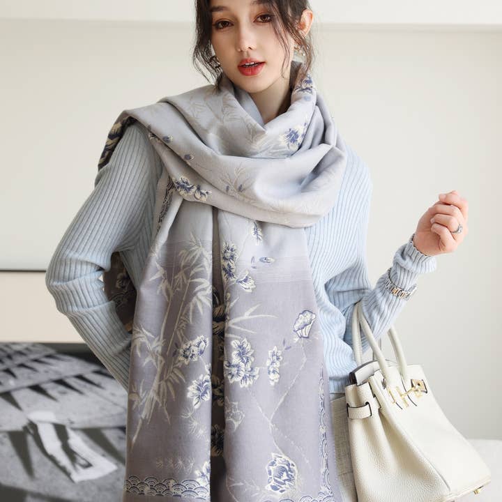 Pretty Persuasions - Wholesale Scarf - Women's - S25376 Polyester/Viscose Reversible Patterned Scarf2