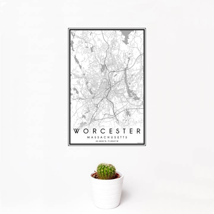 Worcester MA - Impresión de mapa clásico para venta al por mayor de JACE.design