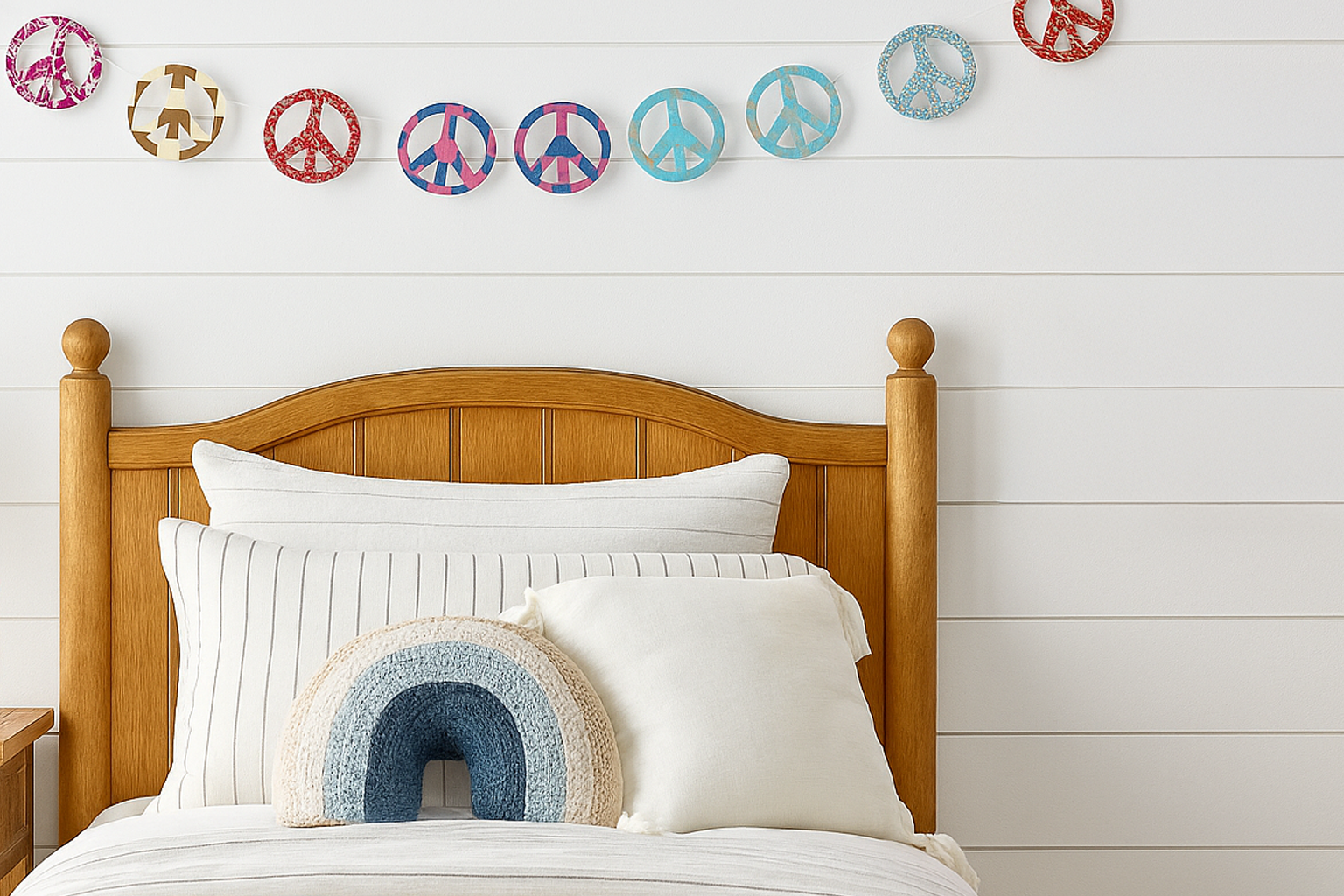 Matr Boomie Fair Trade - Wholesale Bunting/Garland - Peace Sign Recycled Paper Garland - Assorted Prints1