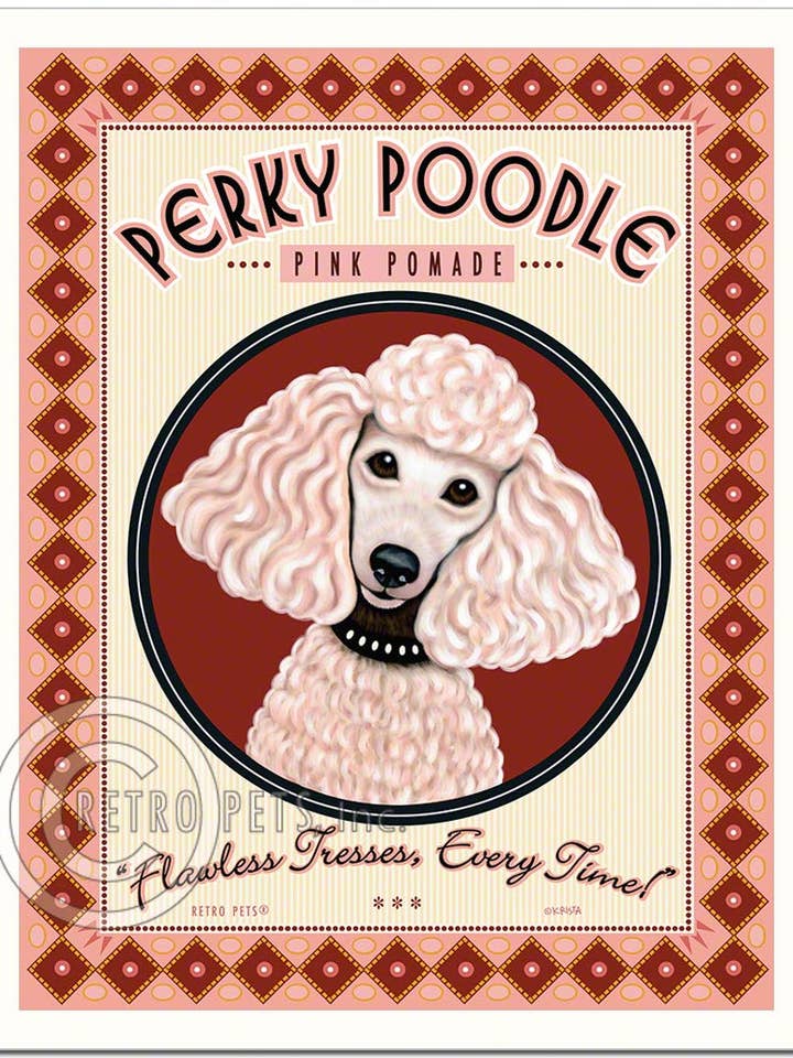 HP-113 8 x 10 Impression d'art, caniche « Perky caniche pour la vente par Retro Pets